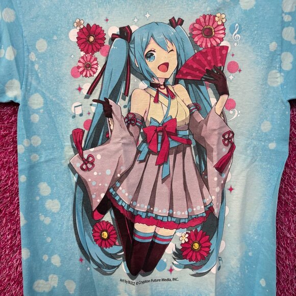 Hatsune Miko Kimono Virtual Singer Anime Tie Dye T-Shirt Small - Picture 2 of 4